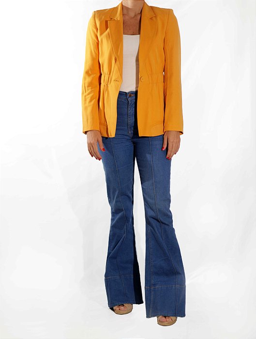 Blazer Animale Laranja Elástico Cintura