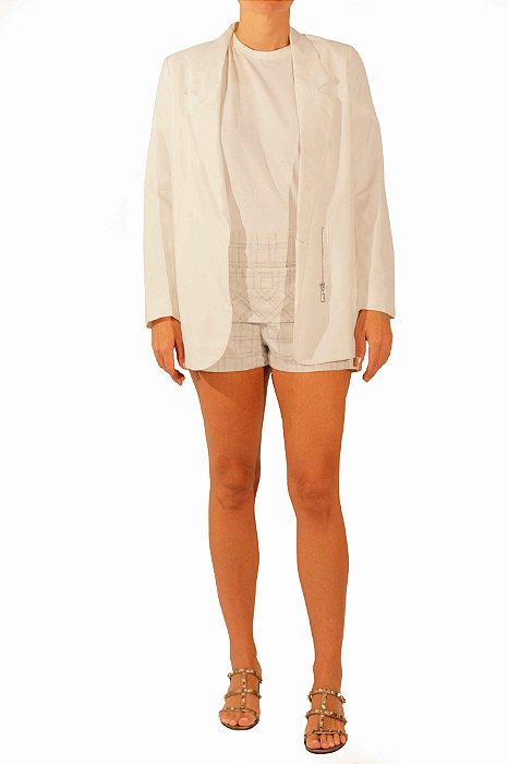 Blazer A. Brand Branco Detalhe em Zíper Prata