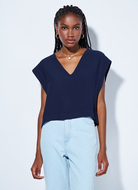 Blusa Le Lis Blanc Azul Marinho