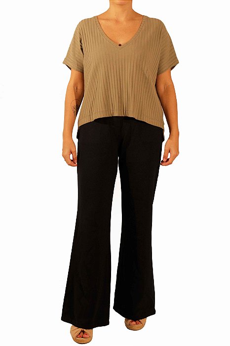 Blusa Mixed Bege Escuro Ribana