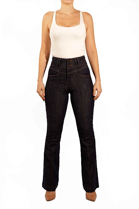 Calça Bobstore Jeans Escuro Cintura Alta