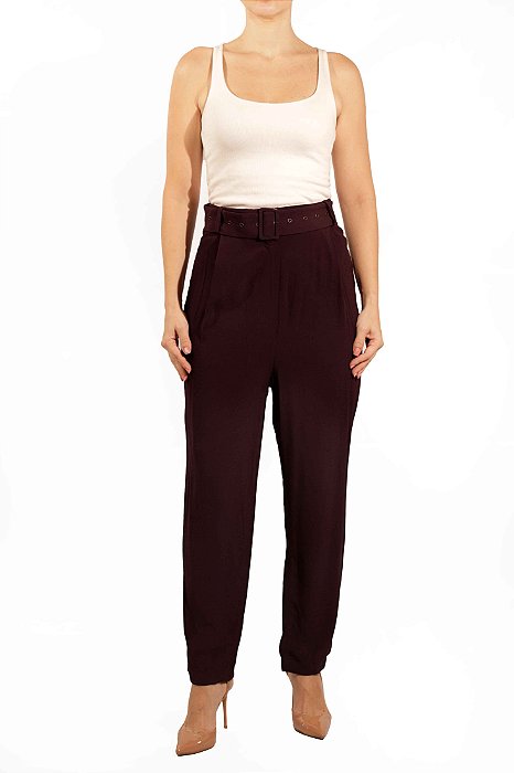Calça Massimo Dutti Beringela com Cinto