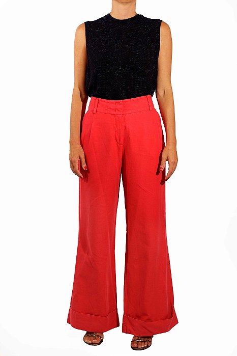 Calça NK Pantalona Vermelho Bordô