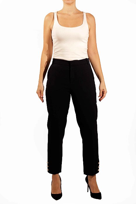 Calça Zara Azul Marinho Botões Dourados
