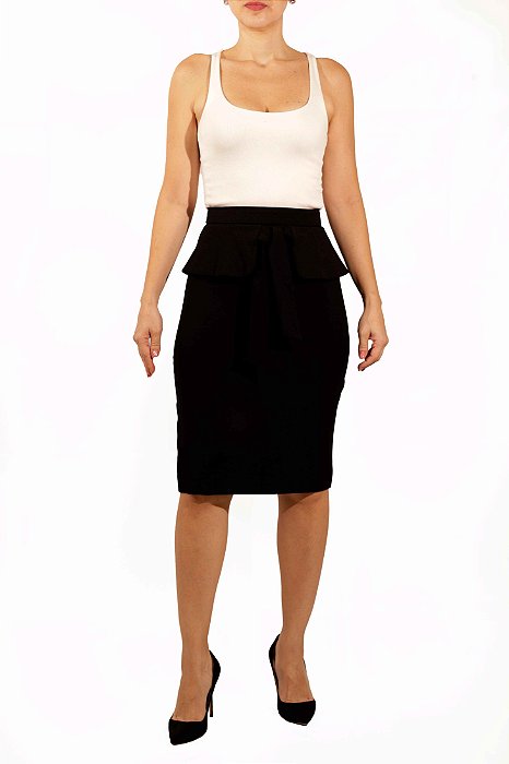 Saia Lápis Zara Preta Peplum