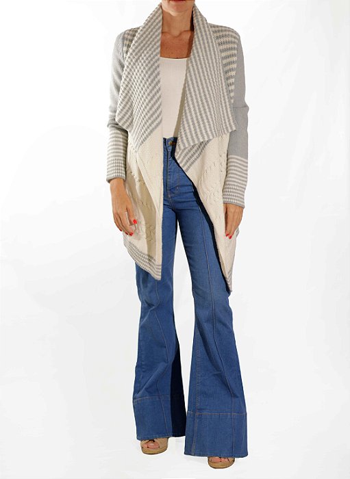 Sobretudo Gap Offwhite e Cinza Tricot