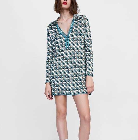 Vestido Zara Estampado de Linha