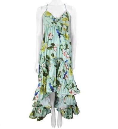 Vestido Eugenia Fernandez Seda Verde Floral
