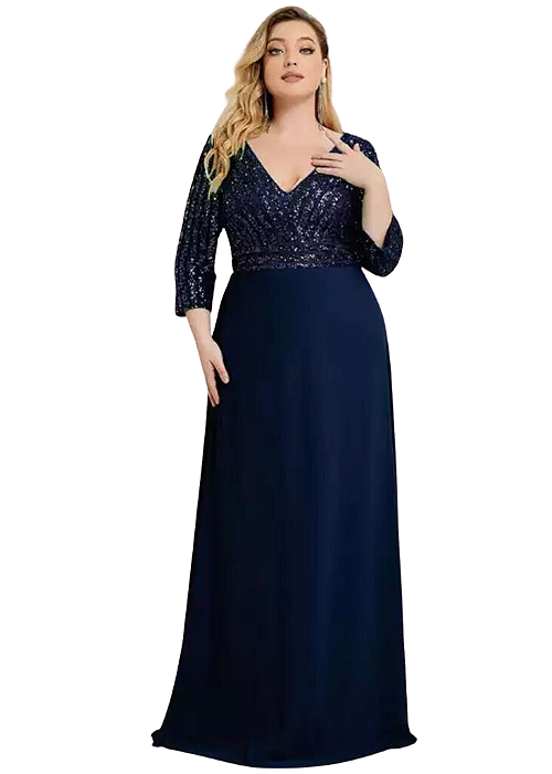 Vestido Bhava Azul Marinho Paetê