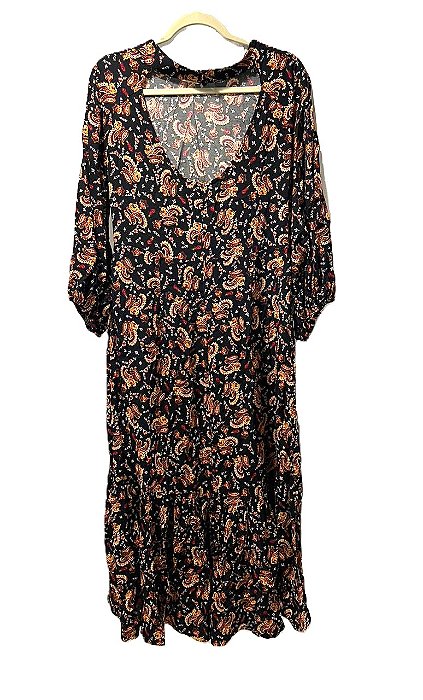 Vestido Shoulder Preto Estampa