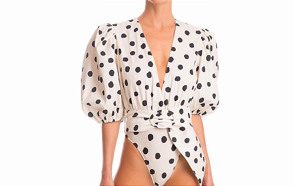 Body Adriana Degreas Branco e Preto Poá