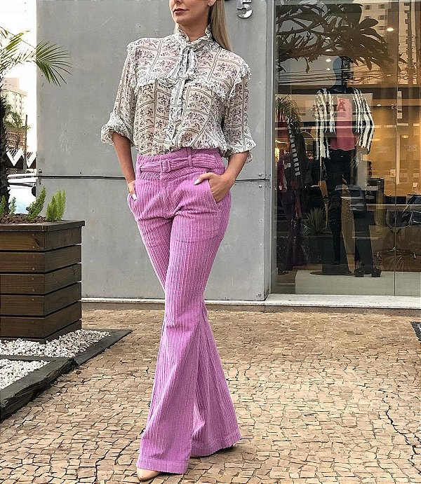 Calça Mixed Rosa Bebê Veludo Canelado