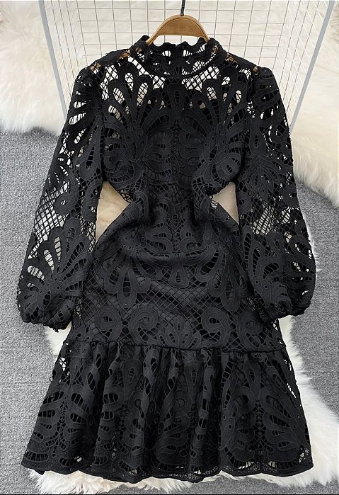 Vestido Bhava Renda Preto