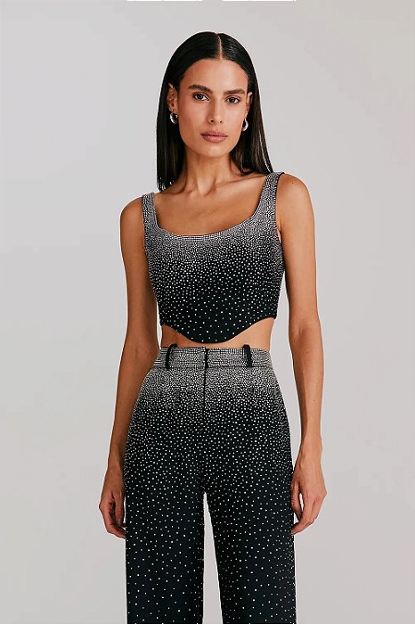 Cropped NV Modelo Laiz Preto Brilhos