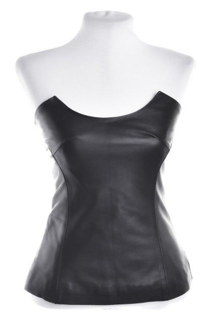 Top Tufi Duek Tomara que Caia Preto Couro