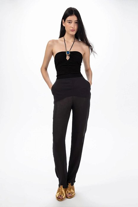 Blusa Cris Barros Preta Modelo Janet