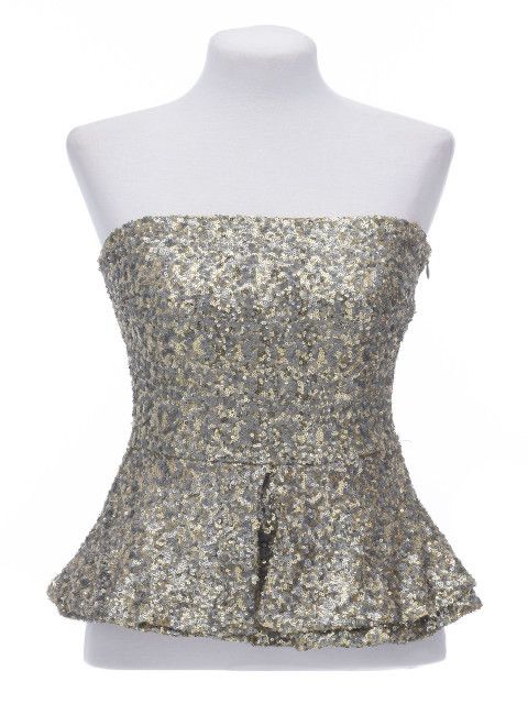Blusa Sem Alças Zara Prata Paetês