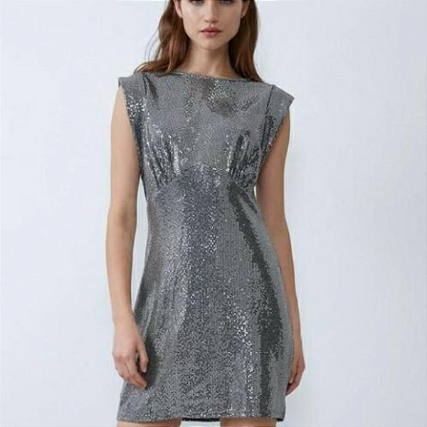 Vestido Zara Brilhos Prata