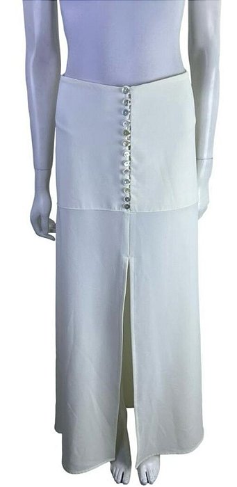Saia Longa Lado Basic Branca Crepe