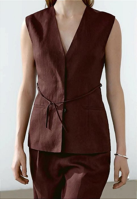 Colete Massimo Dutti Vinho