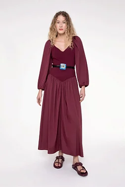 Conjunto Cris Barros Calça + Blusa Vinho