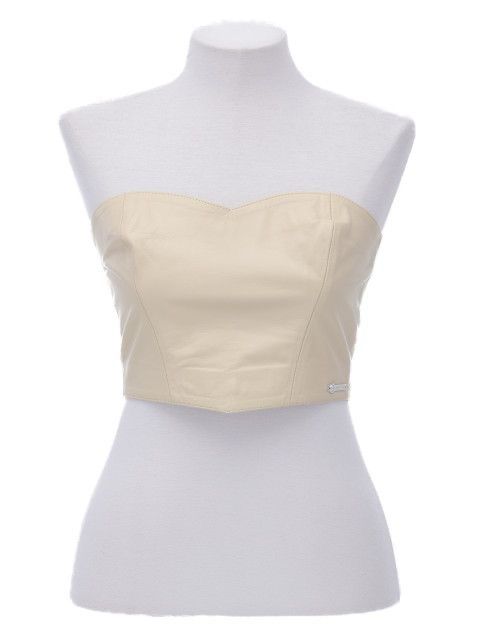 Top Renata Jorge Sem Alça Offwhite Couro