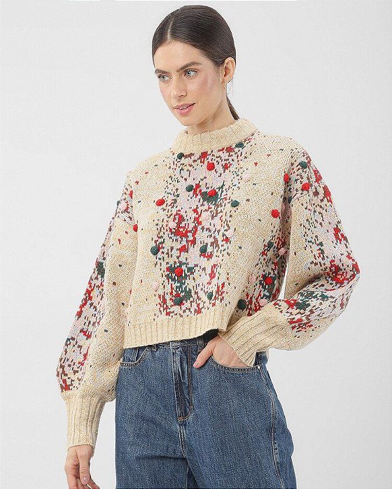 Blusa Framed Gallerist Bege Estampada