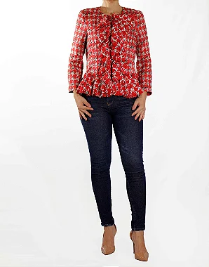 Casaqueto Carolina Herrera Vermelho Estampado