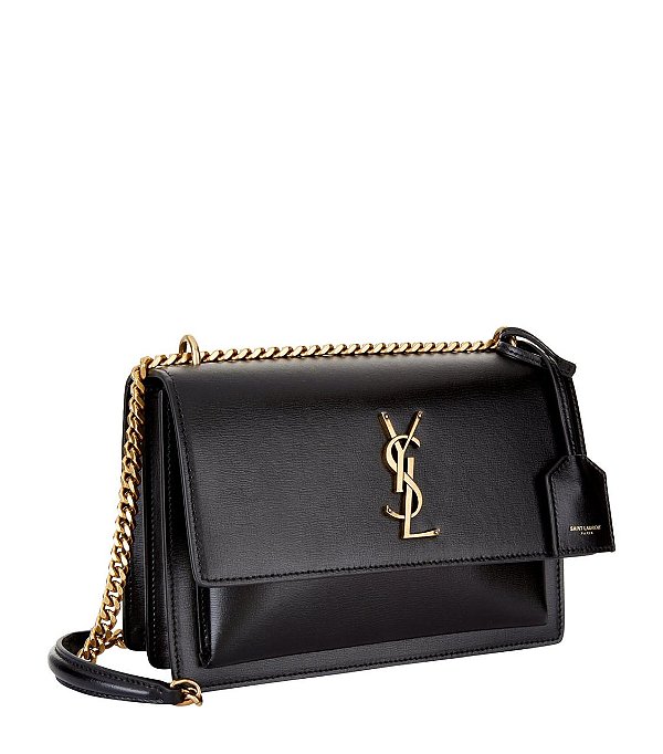 Bolsa Yves Saint Laurent Preta Alça Dourada