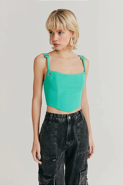 Top NV Verde Água Ilhoses