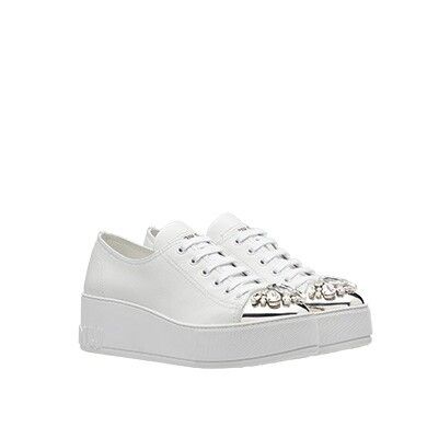 Tênis Miu Miu Plataforma Cristais Branco