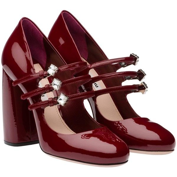 Sapato Miu Miu Vinho Salto Bloco Verniz