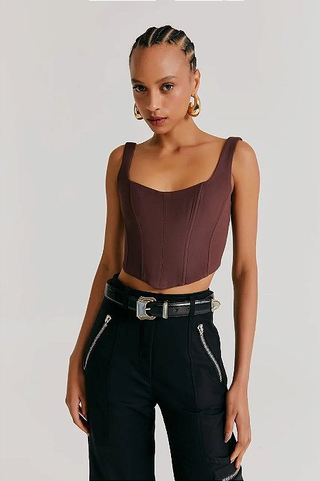 Top Cropped NV Marrom