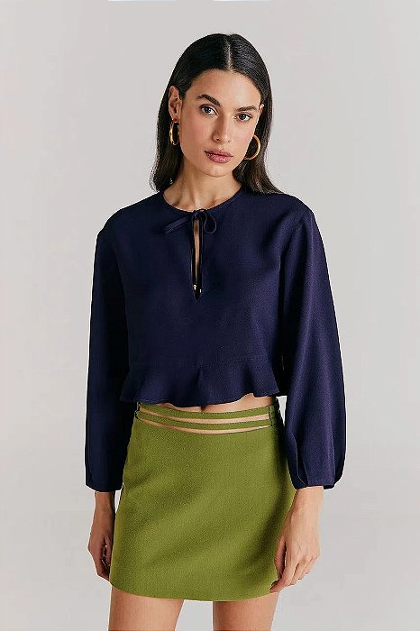 Cropped NV Azul Marinho Modelo Cristal