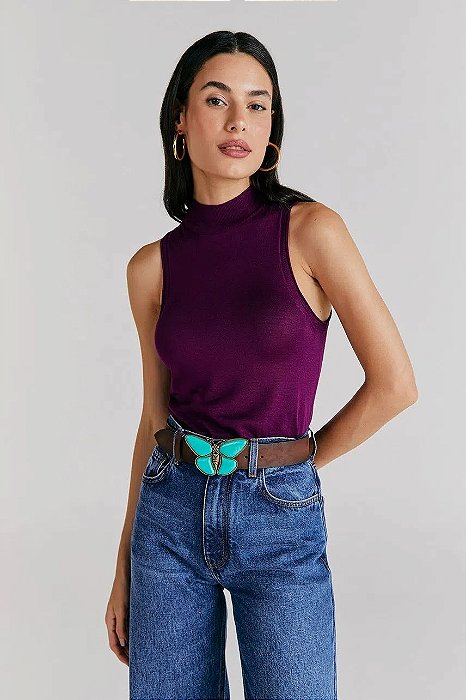 Blusa NV Roxa Modelo Lele de Tricô