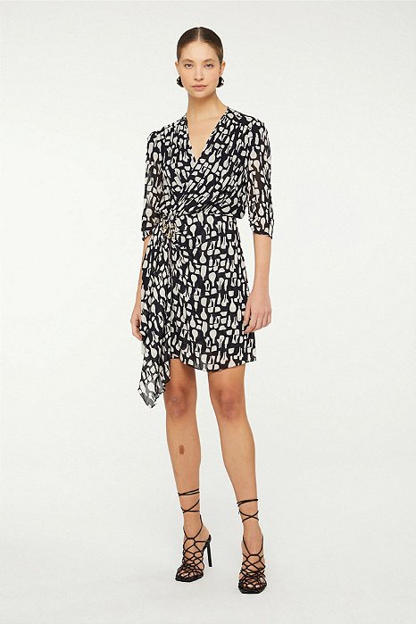 Vestido Animale Estampa Preto e Branco