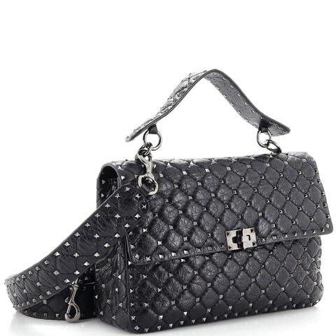 Bolsa Valentino Modelo Rockstud Preta Spikes Grafite