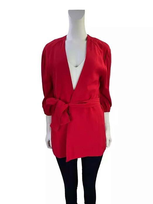 Blusa Mixed Vermelha Modelo Kimono Crepe