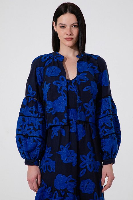 Casaqueto Mixed Preto e Azul Modelo Gatsby