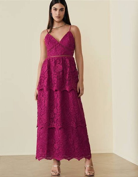 Vestido Amaro Guipir Fucsia
