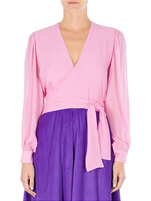 Blusa Mixed Seda Rosa Chiclete