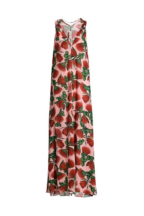 Vestido Adriana Degreas Rosa Estampado Fiore