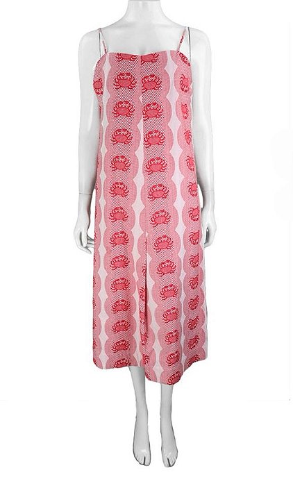 Vestido Le Soleil D'te Midi Alças Estampa Vermelha