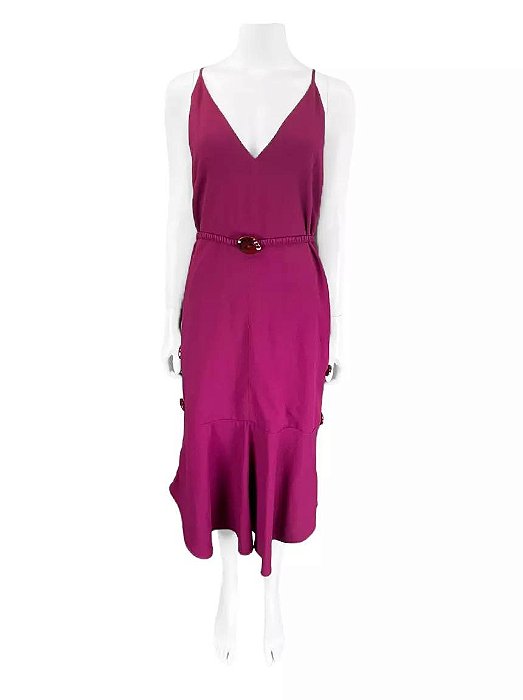 Vestido Cris Barros Rosa Botões Laterais