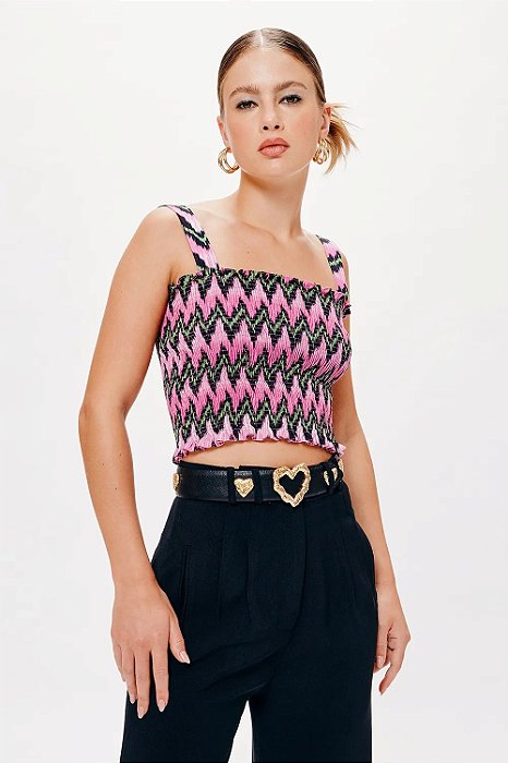 Blusa NV Modelo Cropped Estampa Lele
