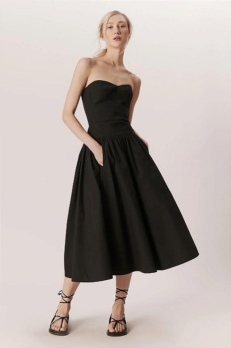 Vestido Midi Andrea Marques Preto Sem Alças