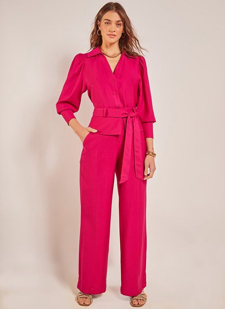 Calça Le Lis Blanc Modelo Andressa II Pantalona Rosa Pink Escuro