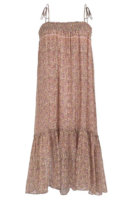 Vestido Ateen Alça e Elástico no Busto Lurex Estampa Della