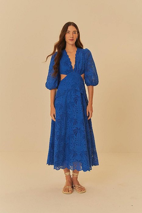 Vestido Farm Azul Modelo Coqueiro Tropical