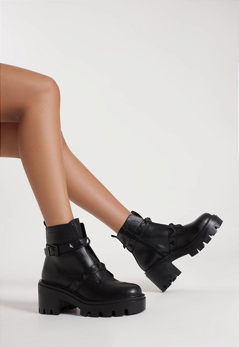 Coturno Schutz Couro Preto